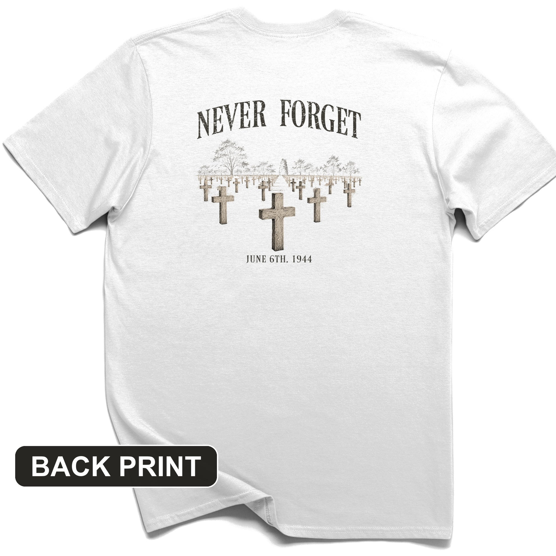 Omaha Cemetery Back Print T-Shirt