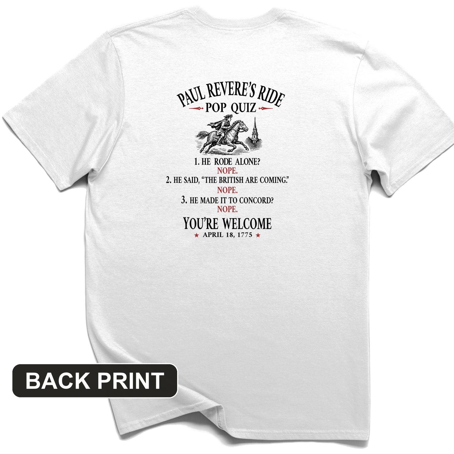 Paul Revere Quiz Back Print T-Shirt