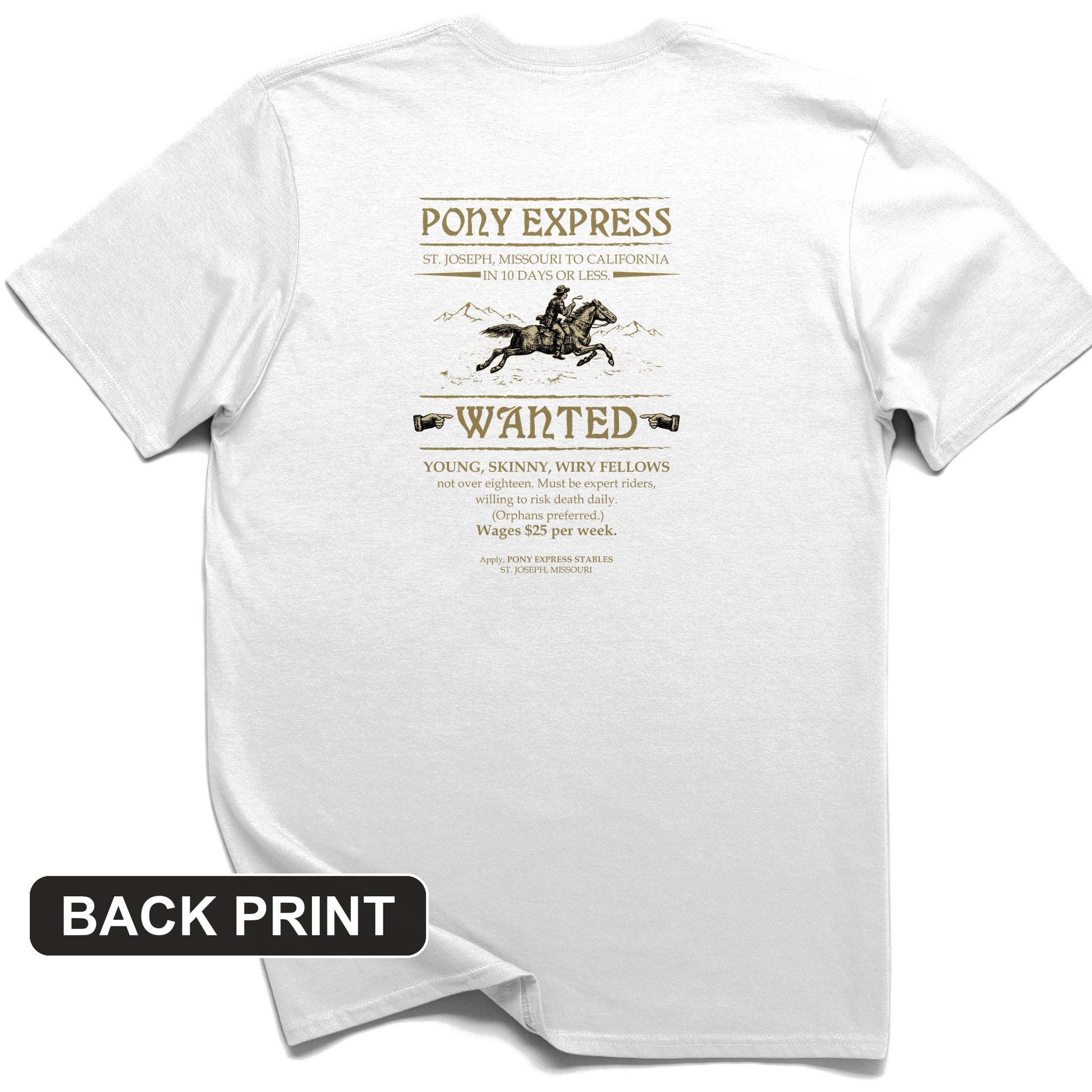 Pony Express Poster Back Print T-Shirt