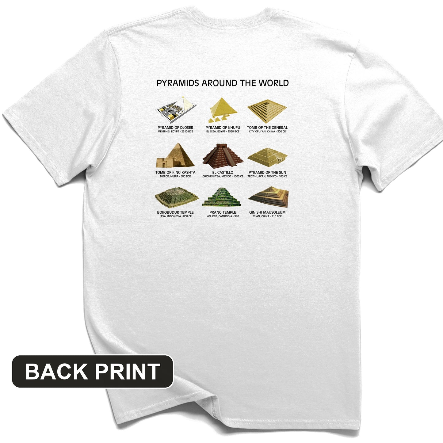 Pyramids of The World Back Print T-Shirt