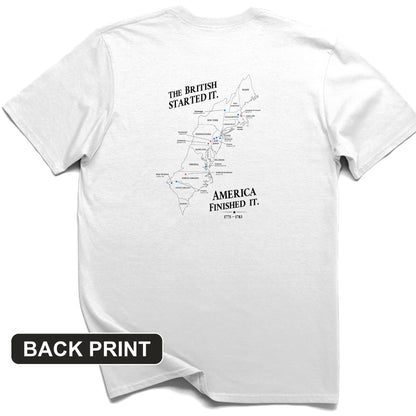 Revolutionary War Map Back Print T-Shirt