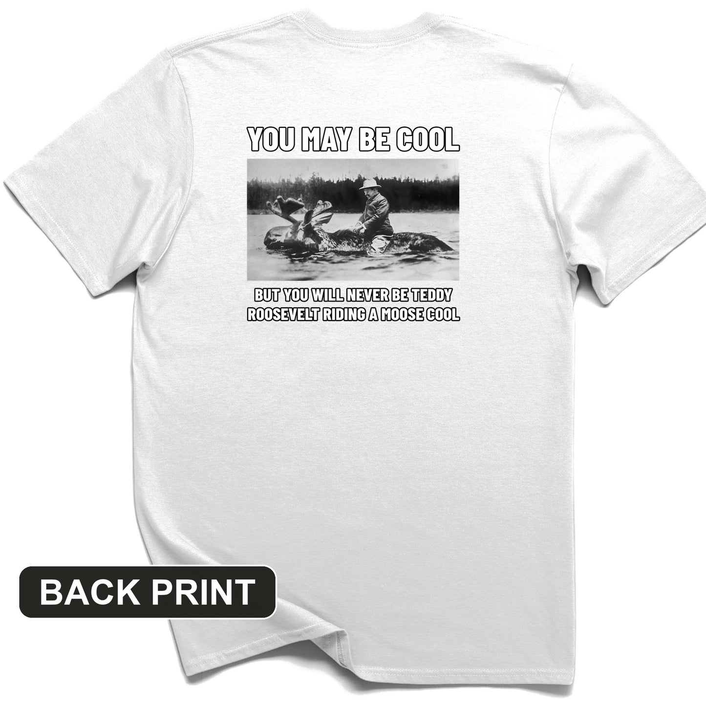Teddy Riding Moose Back Print T-Shirt