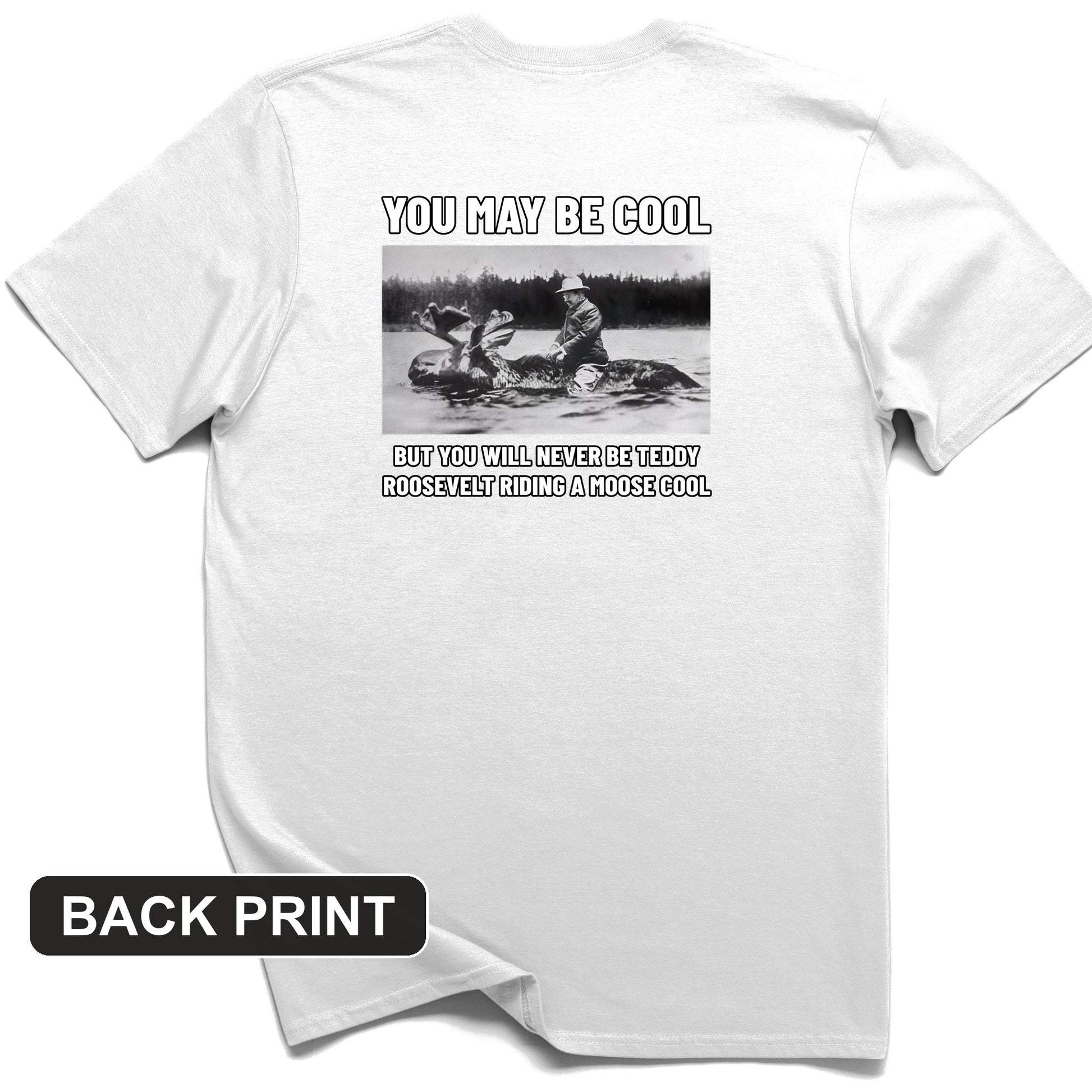 Teddy Riding Moose Back Print T-Shirt