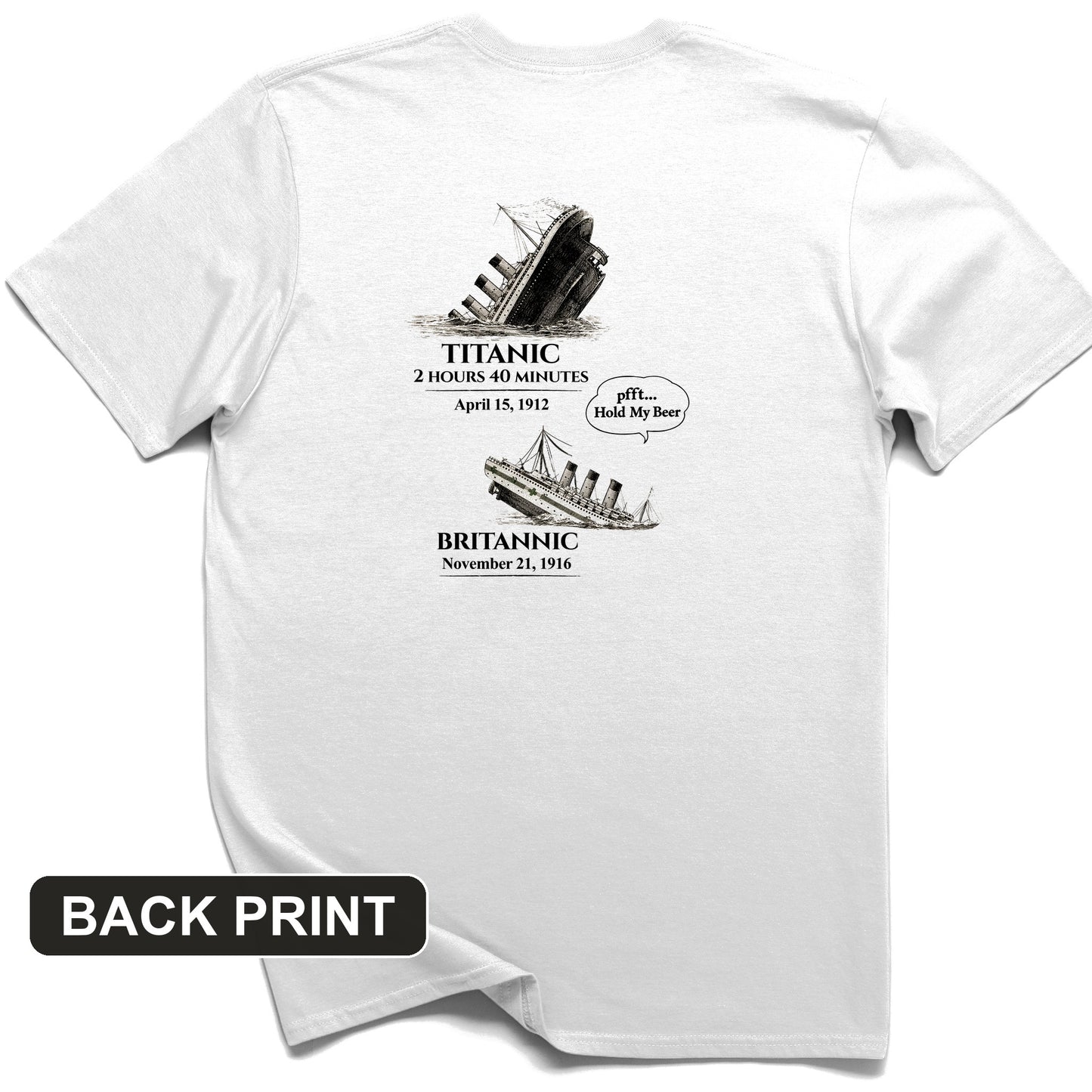 Titanic and Britannic Back Print T-Shirt