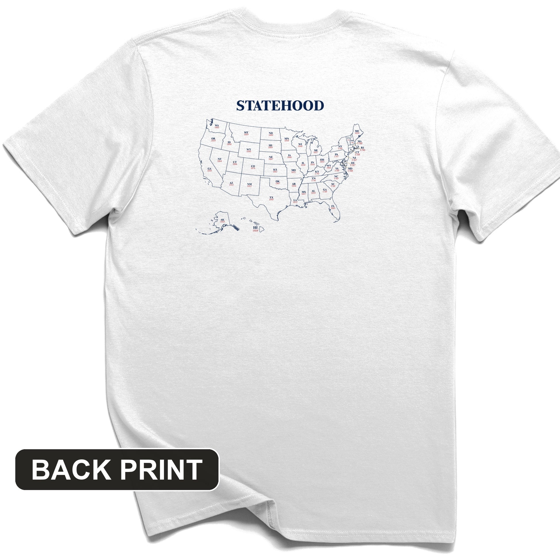 US Statehood Back Print T-Shirt