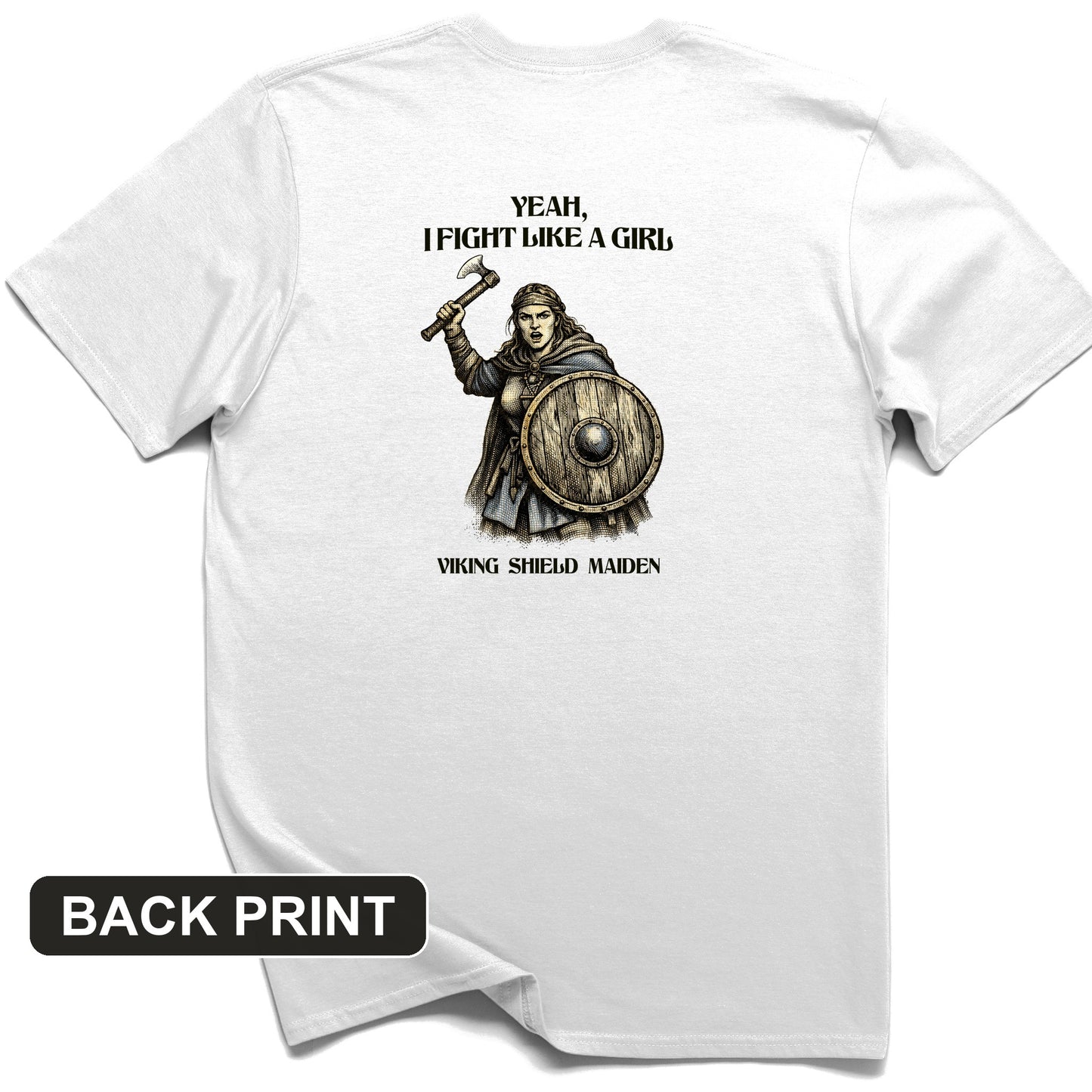 Viking Shield Maiden Back Print T-Shirt