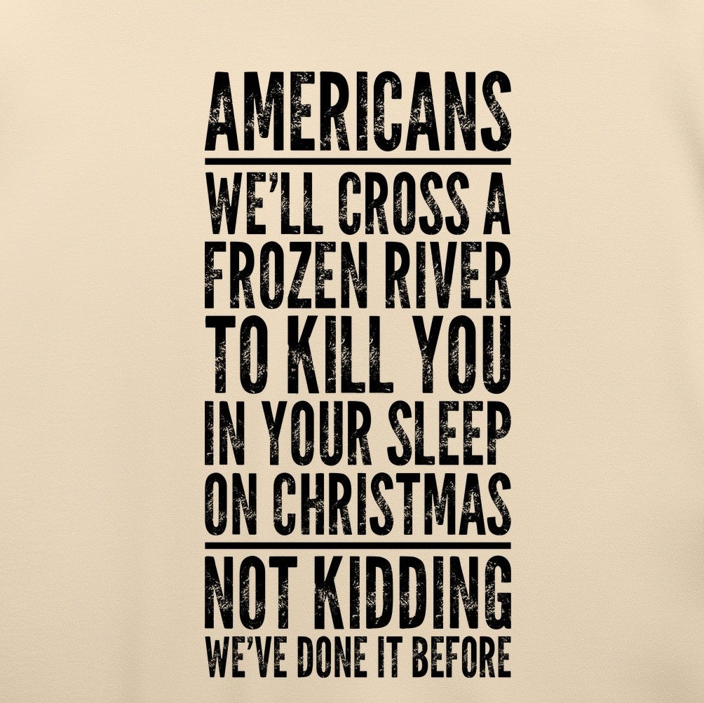Cross A River On Xmas T-Shirt — print detail close-up