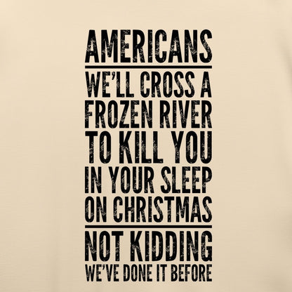 Cross A River On Xmas T-Shirt — print detail close-up