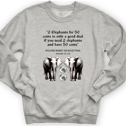2 Elephants for 50 Cents Crewneck Sport Grey / S