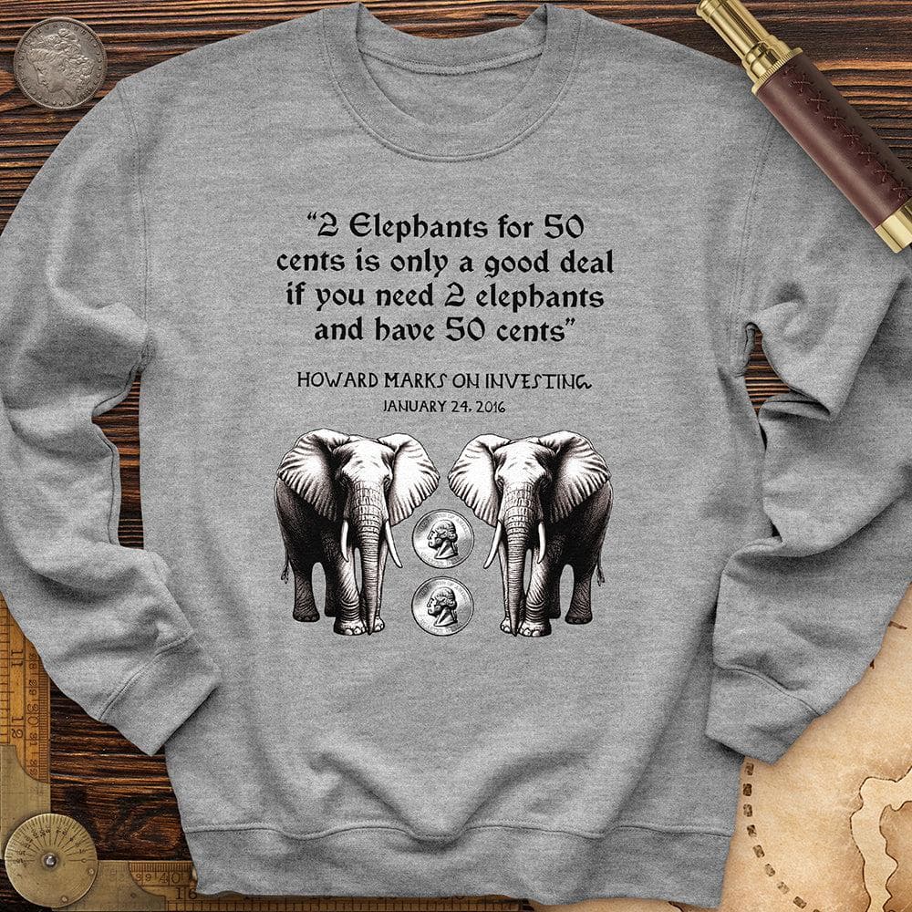 2 Elephants for 50 Cents Crewneck Sport Grey / S