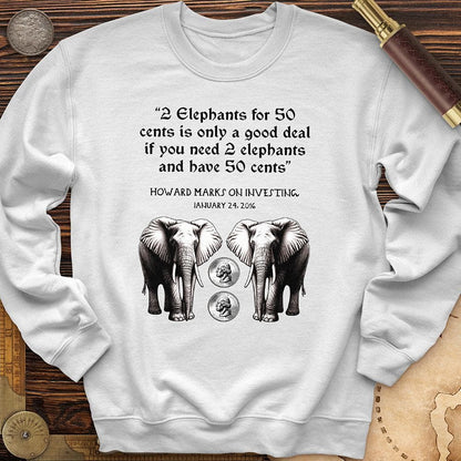 2 Elephants for 50 Cents Crewneck White / S
