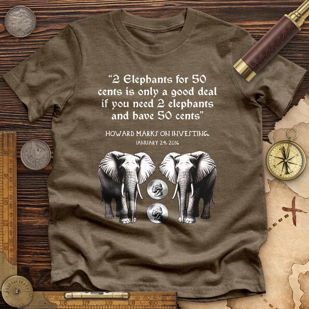 2 Elephants for 50 Cents Premium Quality Tee