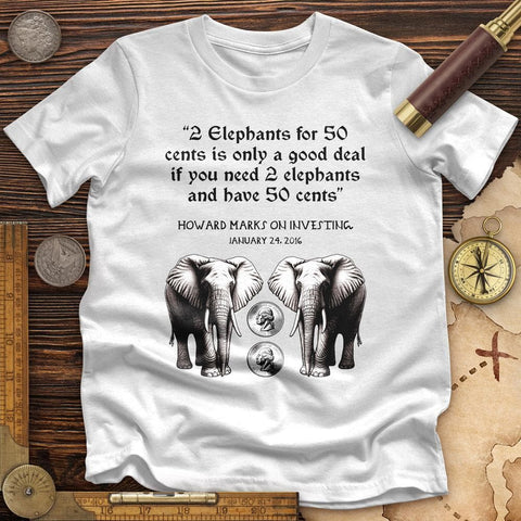 2 Elephants for 50 Cents Premium Quality Tee White / S