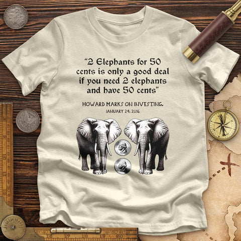 2 Elephants for 50 Cents Premium Quality Tee Natural / S