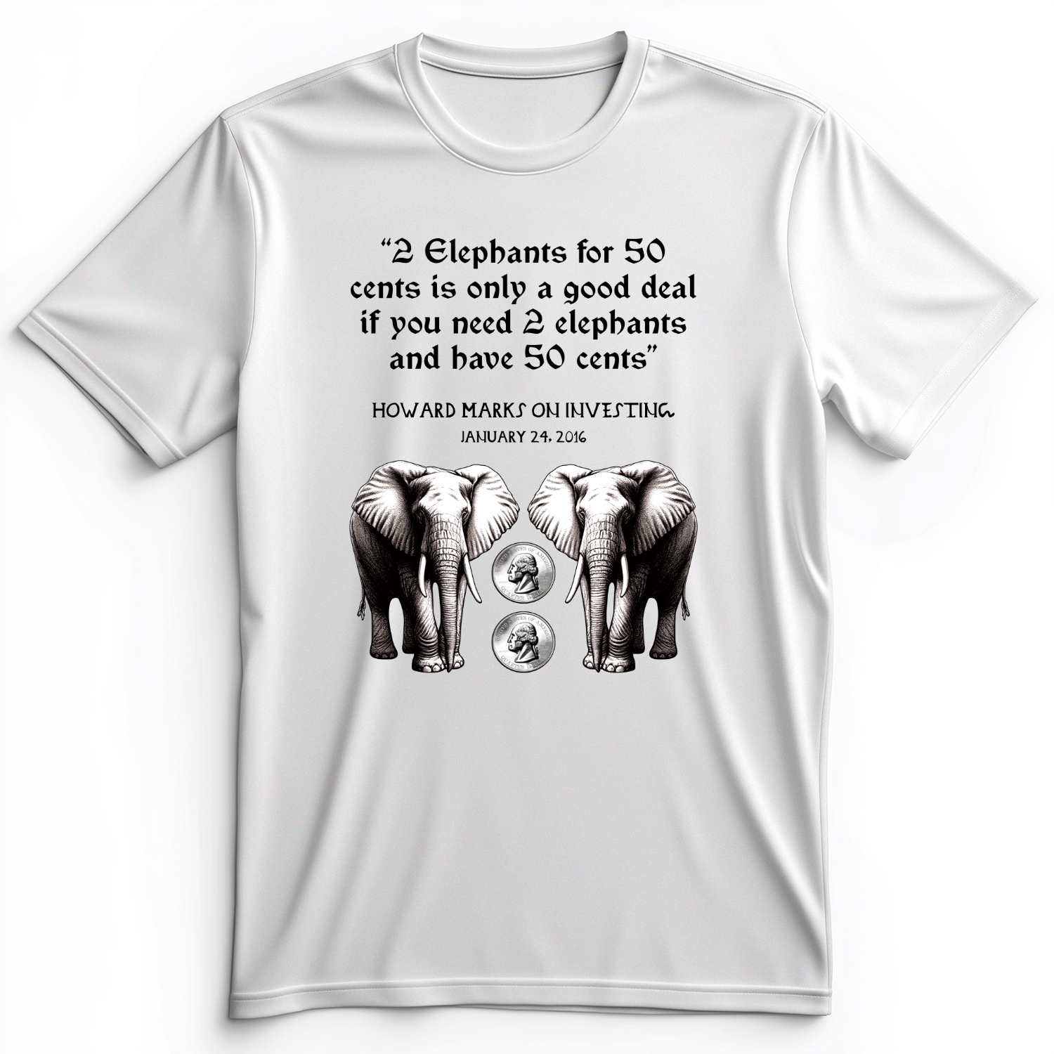 2 Elephants for 50 Cents Premium Tee White / S