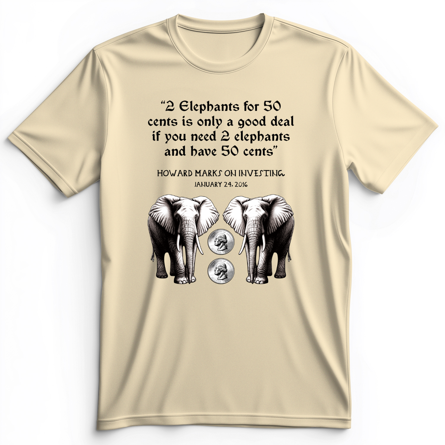 2 Elephants for 50 Cents Premium Tee Natural / S