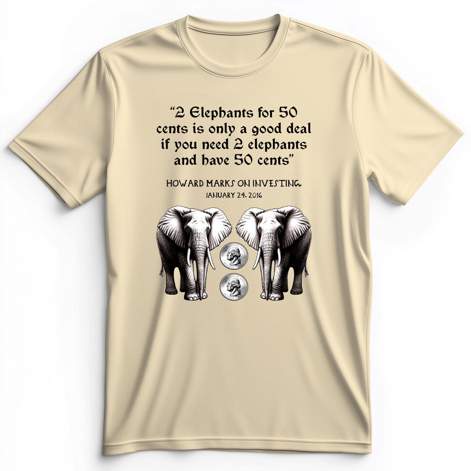 2 Elephants for 50 Cents Premium Tee Natural / S