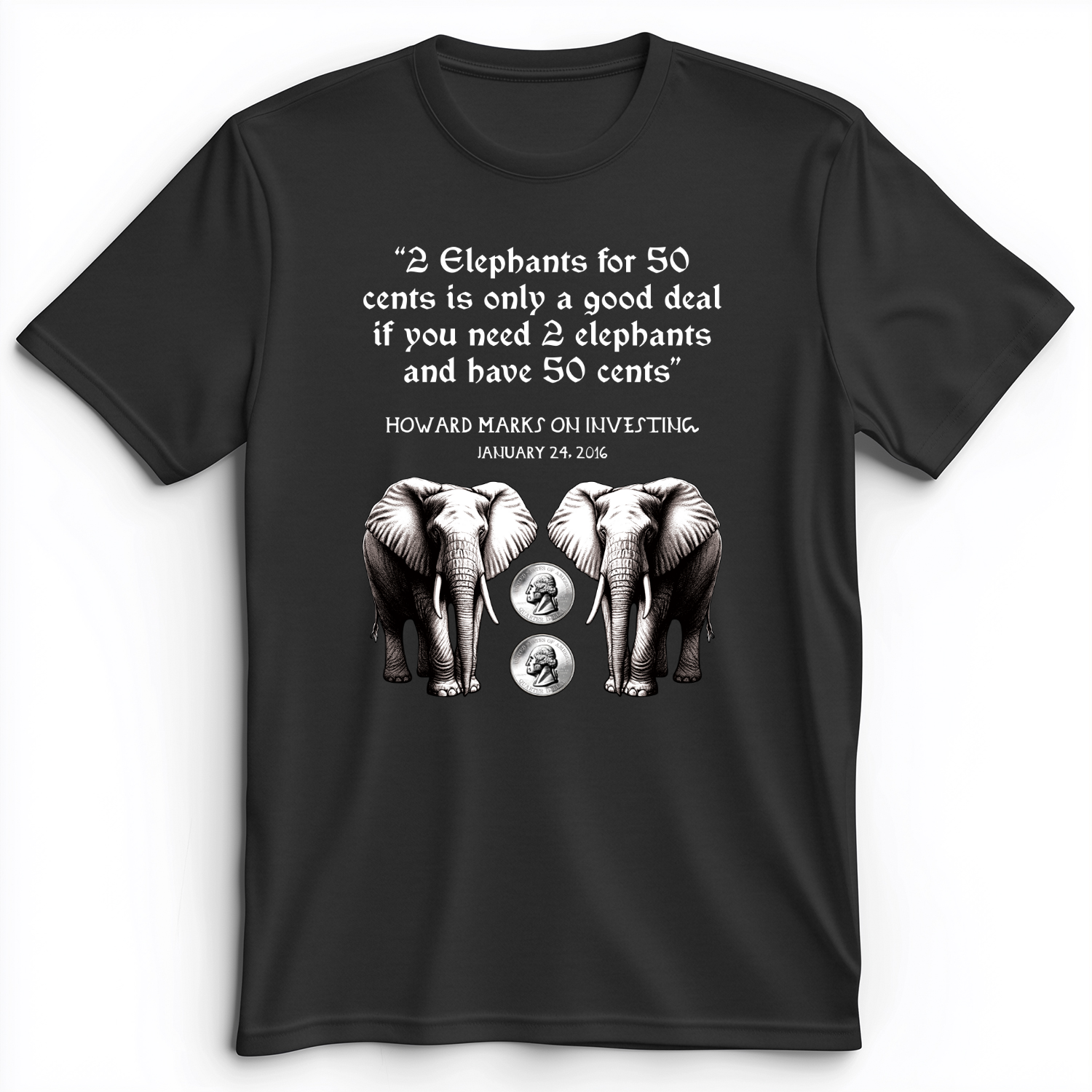 2 Elephants for 50 Cents Premium Tee Dark Grey Heather / S