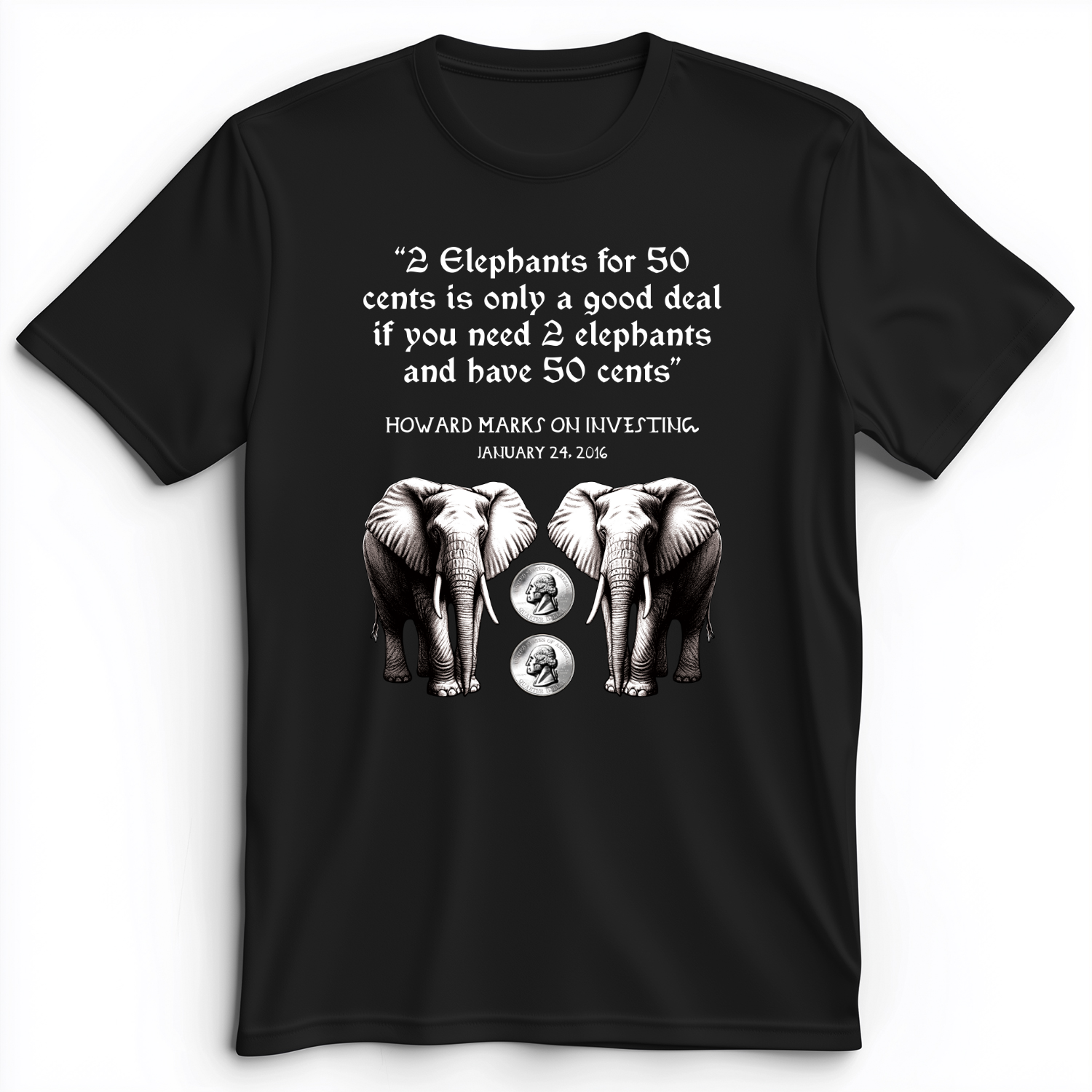 2 Elephants for 50 Cents Premium Tee Black / S