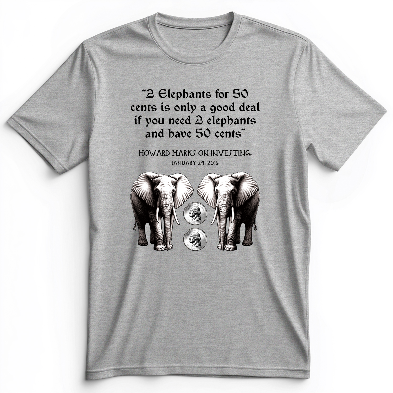 2 Elephants for 50 Cents Premium Tee Athletic Heather / S