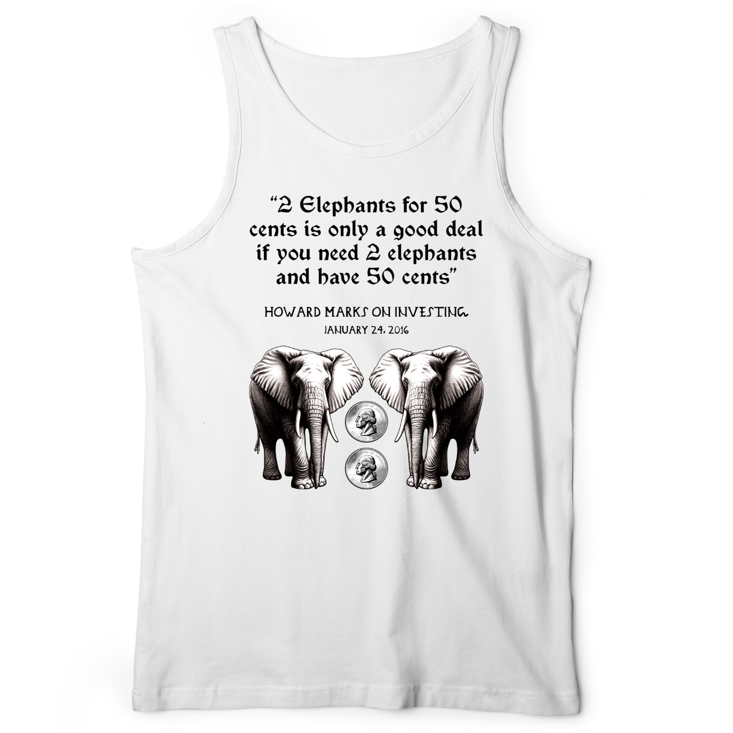 2 Elephants for 50 Cents Tank White / XS