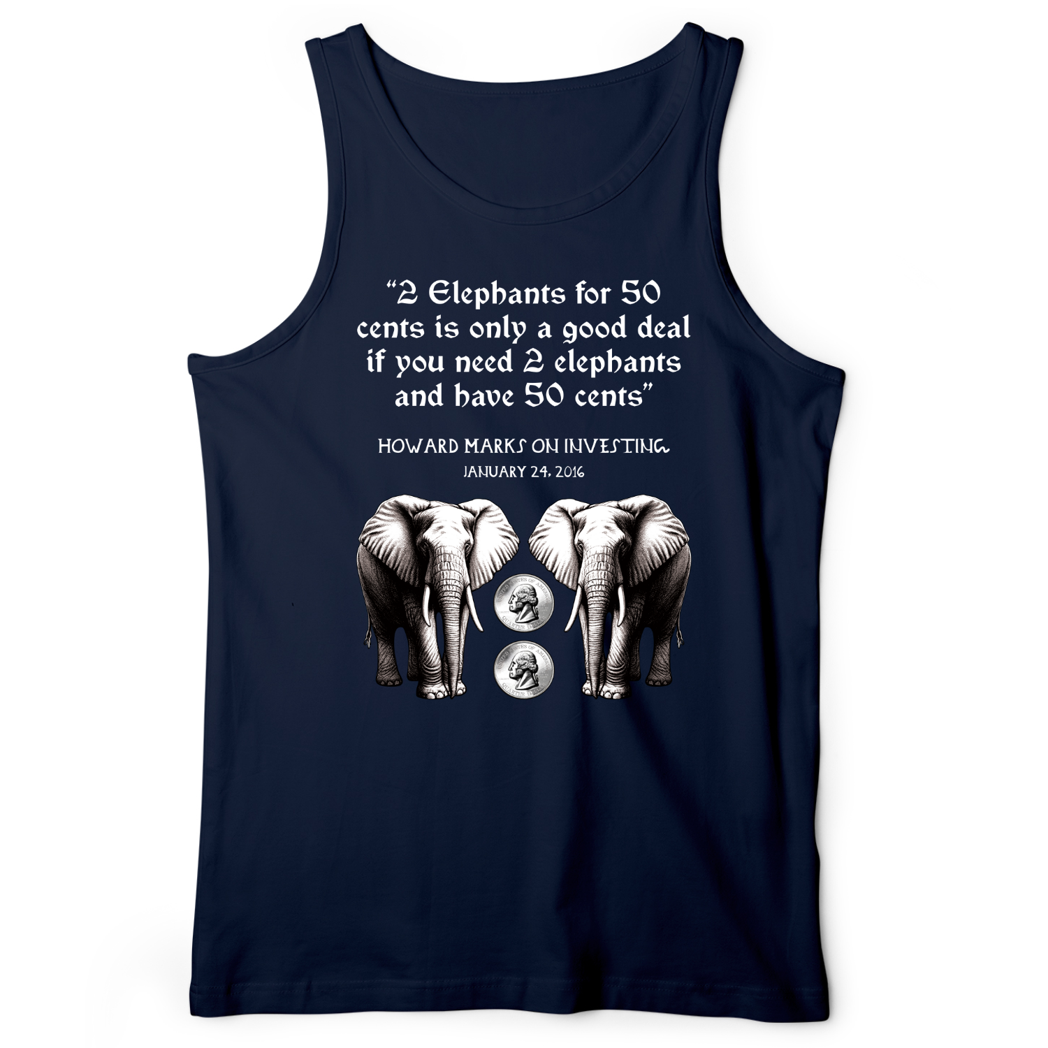 2 Elephants for 50 Cents Tank Navy / XS