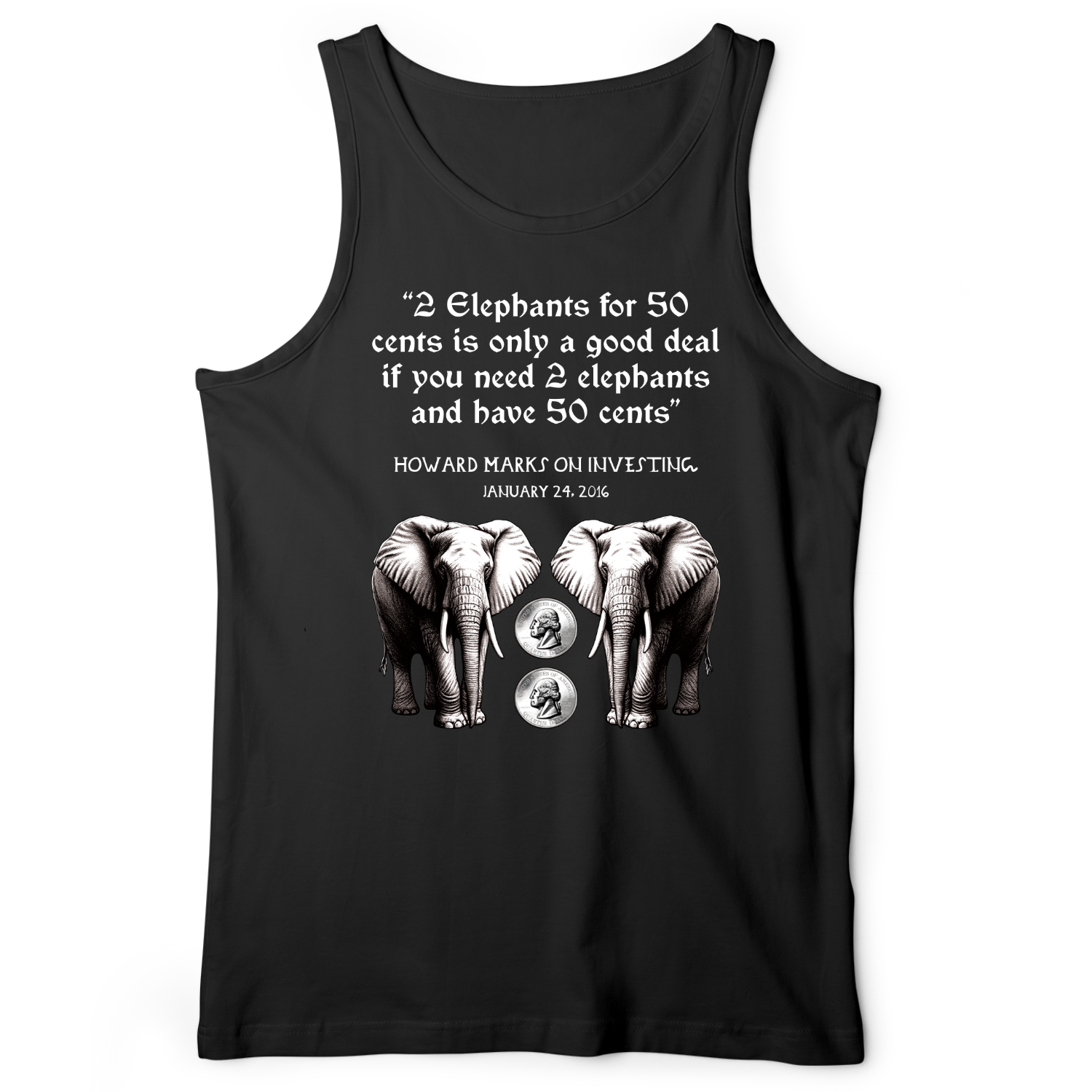 2 Elephants for 50 Cents Tank Black / XS