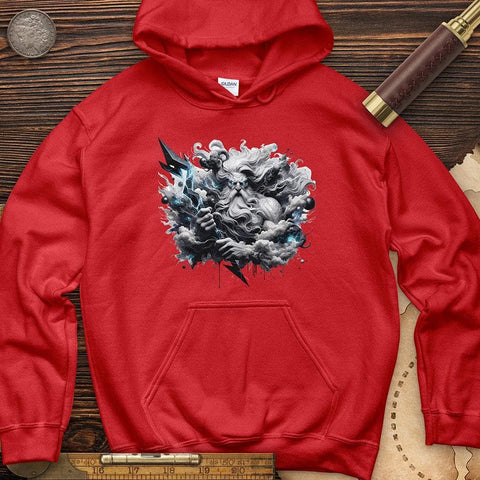 A Powerful Zeus Holding a Lightning Bolt Hoodie Red / S