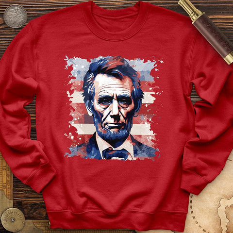 Abe Lincoln American Flag Art Crewneck Red / S