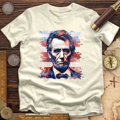 Abe Lincoln American Flag Art High Quality Tee Natural / S