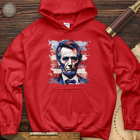 Abe Lincoln American Flag Art Hoodie Red / S