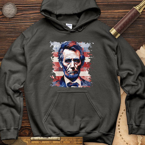 Abe Lincoln American Flag Art Hoodie Charcoal / S