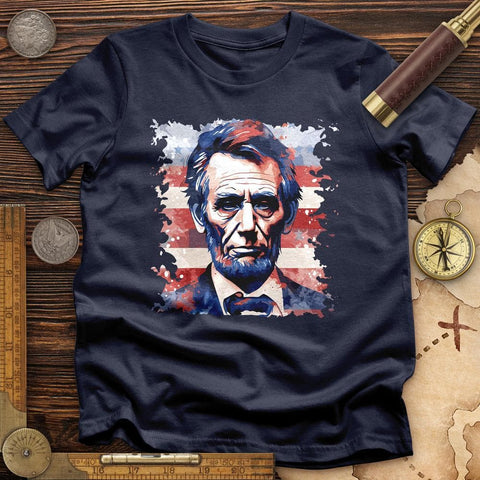 Abe Lincoln American Flag Art T-Shirt Navy / S
