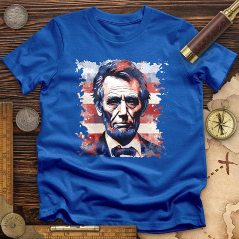 Abe Lincoln American Flag Art T-Shirt Royal / S