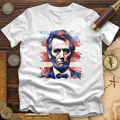 Abe Lincoln American Flag Art T-Shirt White / S