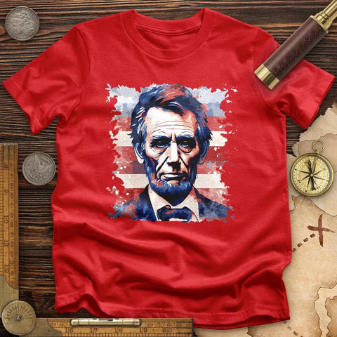 Abe Lincoln American Flag Art T-Shirt Red / S