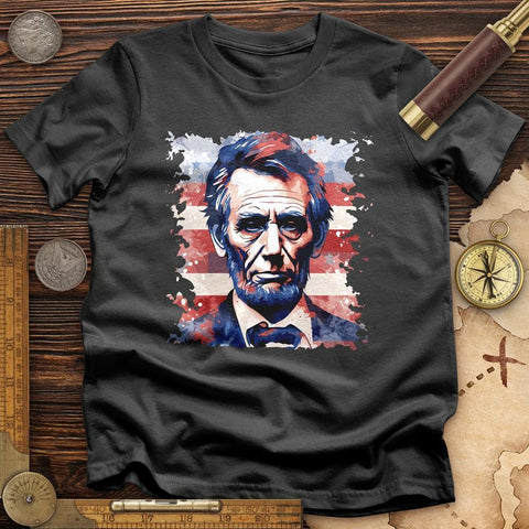 Abe Lincoln American Flag Art T-Shirt Charcoal / S