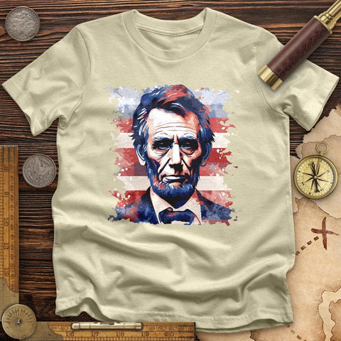 Abe Lincoln American Flag Art T-Shirt Natural / S
