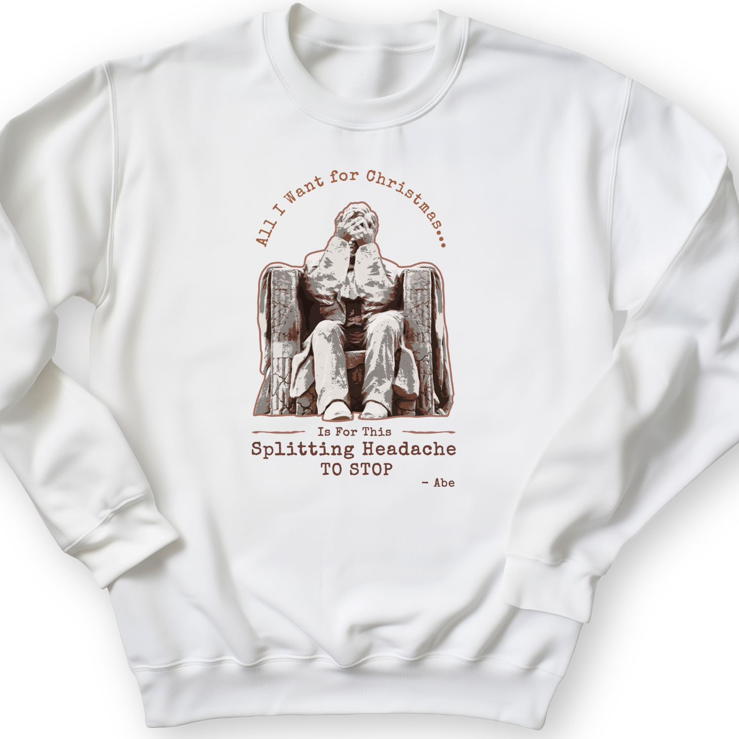 Abe Lincoln Christmas Crewneck White / S