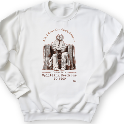 Abe Lincoln Christmas Crewneck White / S