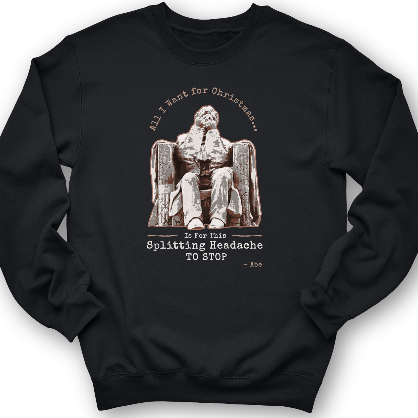 Abe Lincoln Christmas Crewneck Black / S