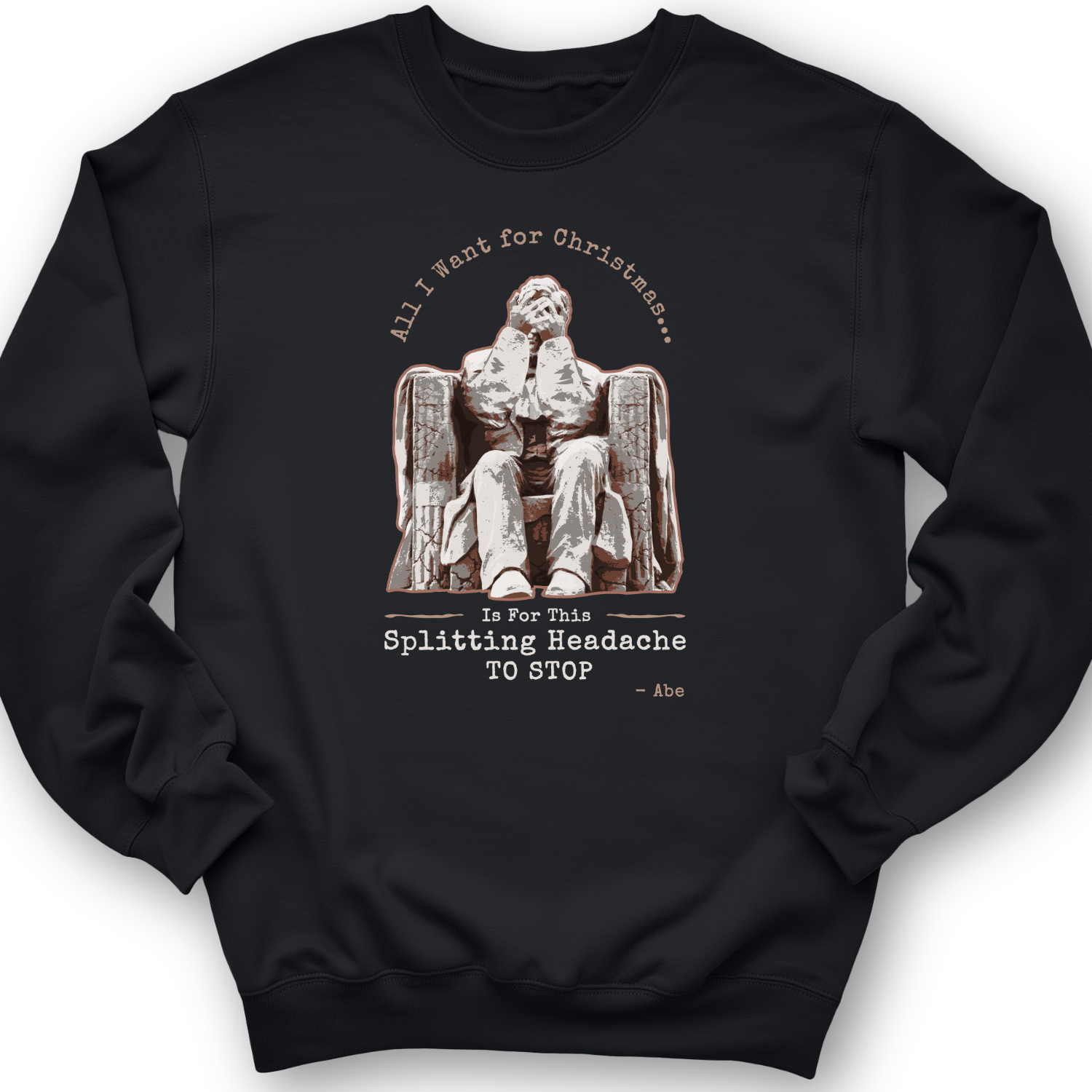 Abe Lincoln Christmas Crewneck Black / S