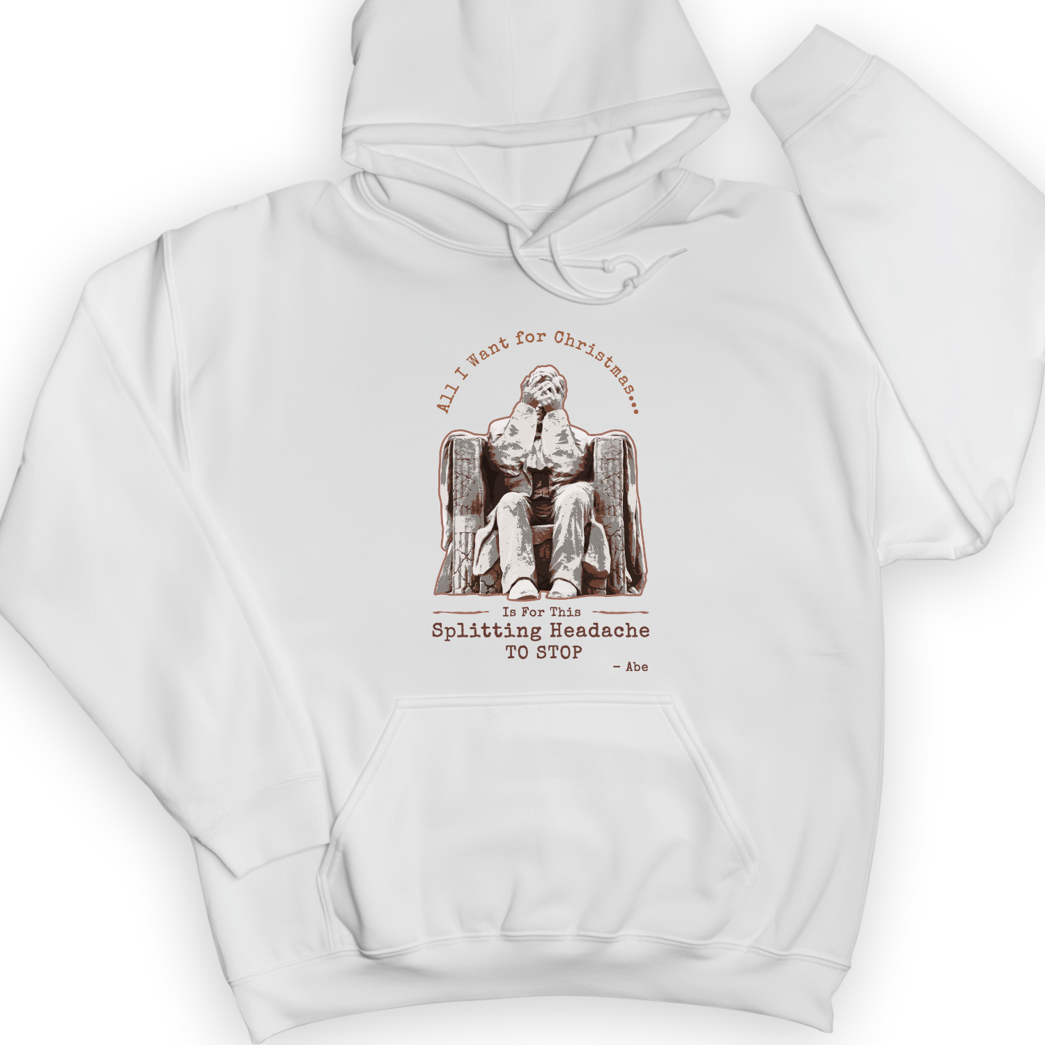 Abe Lincoln Christmas Hoodie White / S