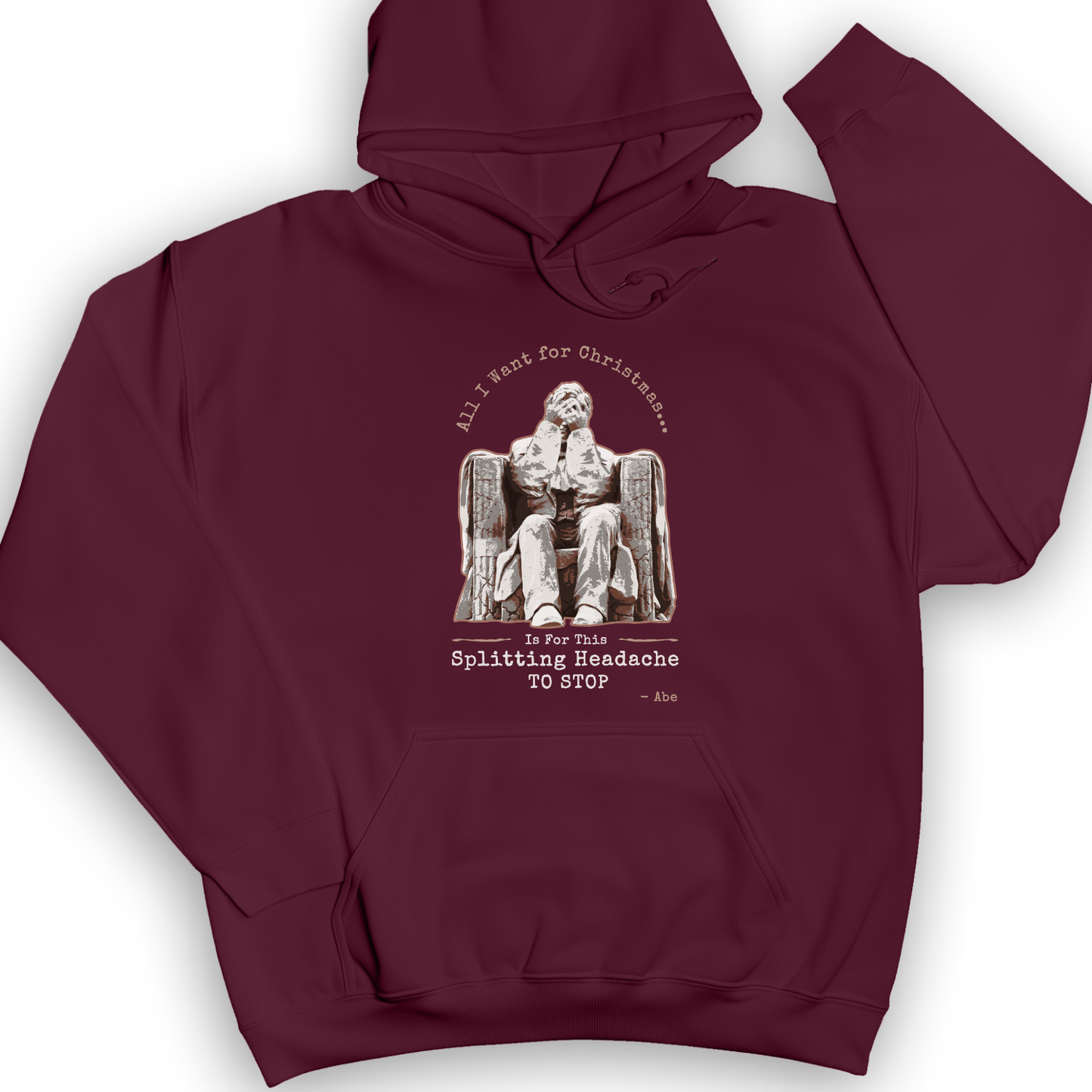 Abe Lincoln Christmas Hoodie Maroon / S