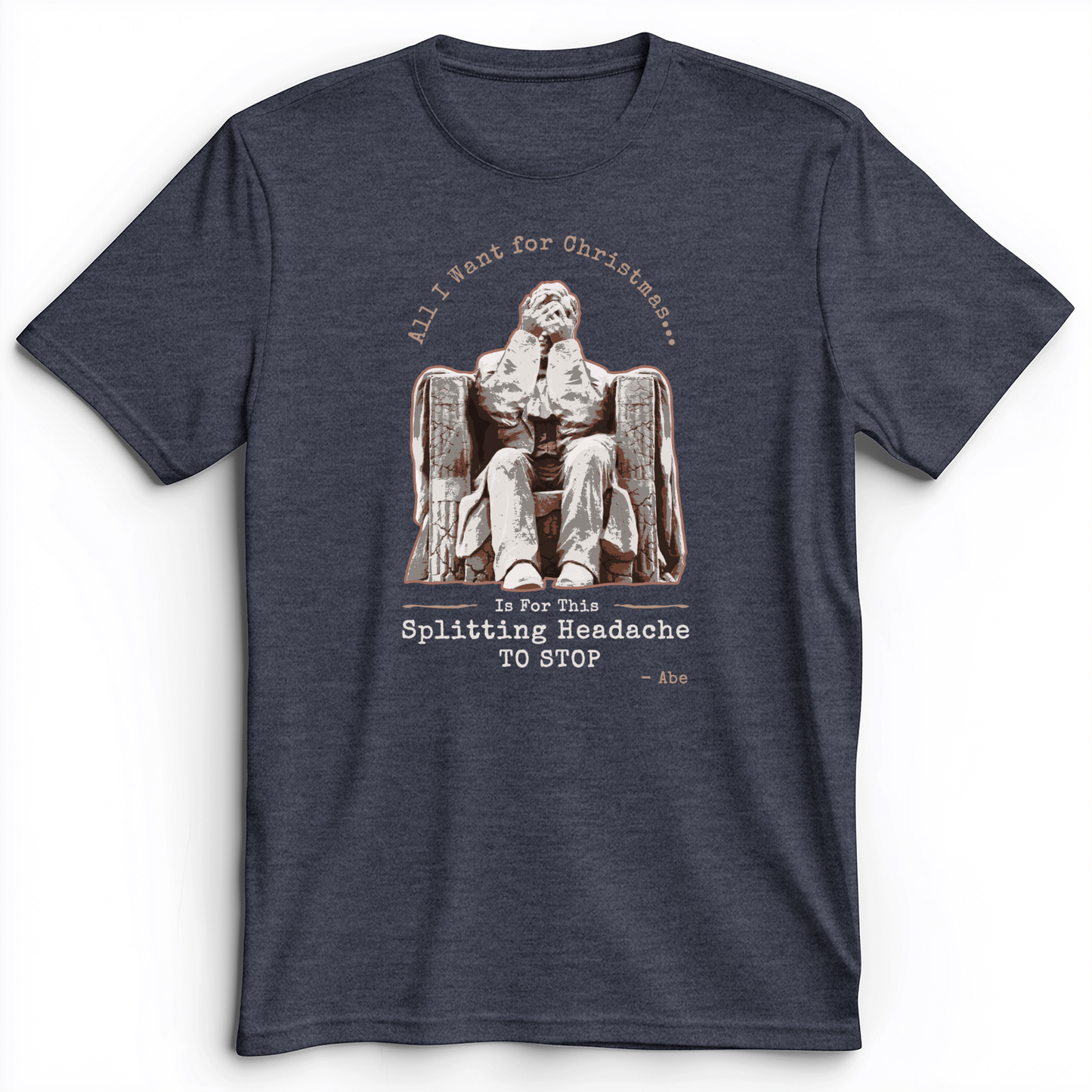 Abe Lincoln Christmas Premium Tee Heather Navy / S