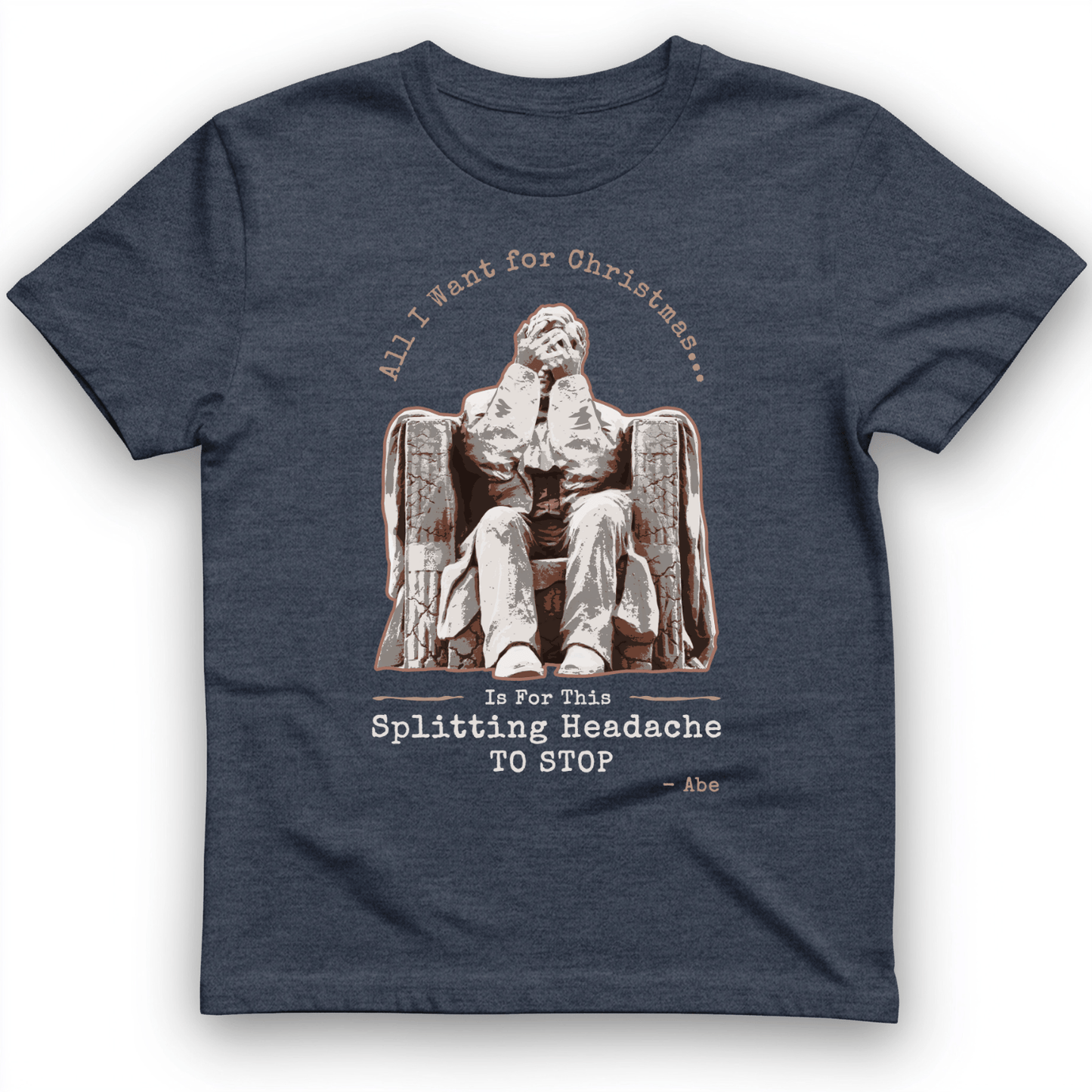 Abe Lincoln Christmas T-Shirt Heather Navy / S