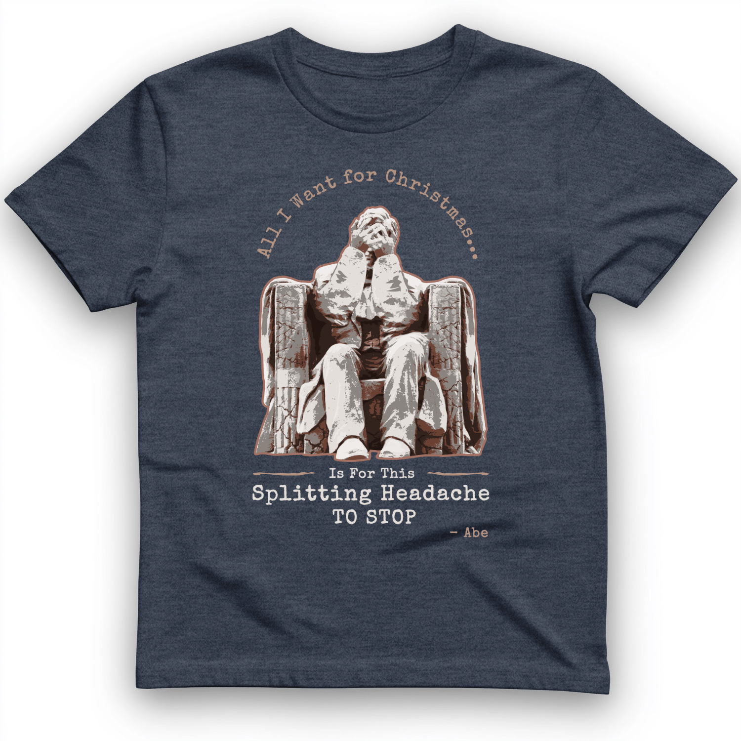 Abe Lincoln Christmas T-Shirt Heather Navy / S