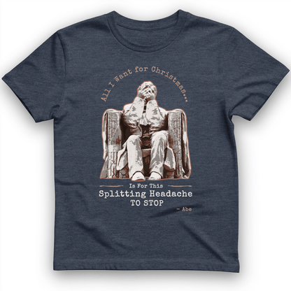 Abe Lincoln Christmas T-Shirt Heather Navy / S