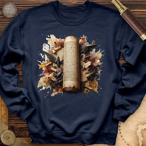 Aged Parchment Scroll Crewneck Navy / S