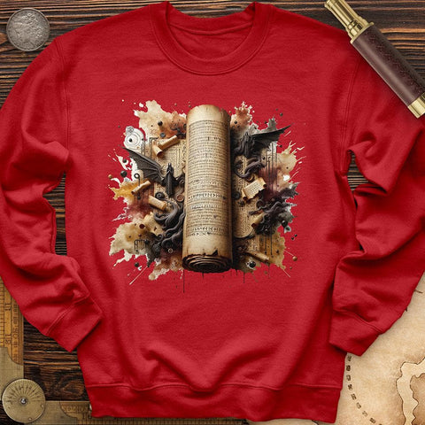 Aged Parchment Scroll Crewneck Red / S